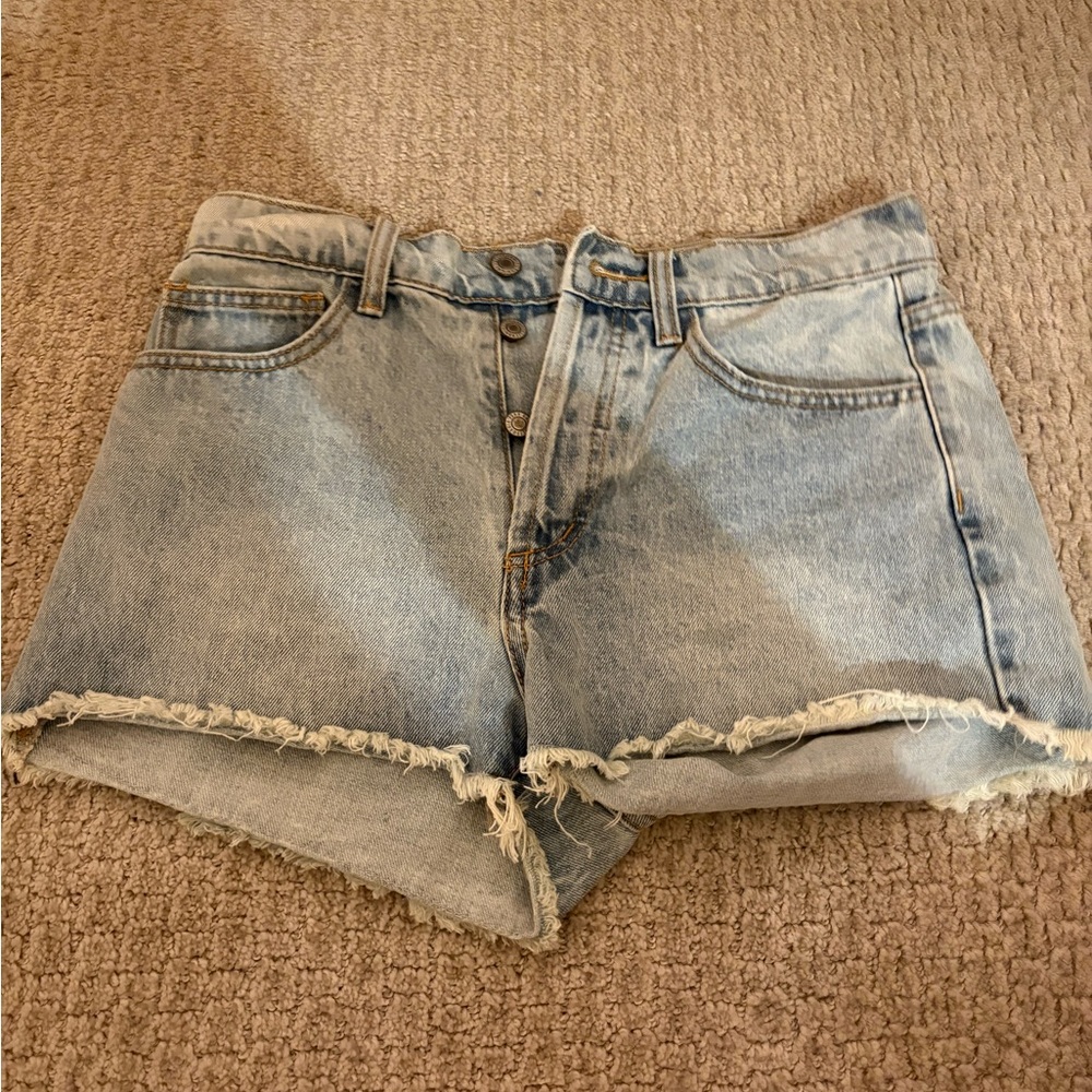 John Galt Vintage Wash Frayed Hem Jean Shorts